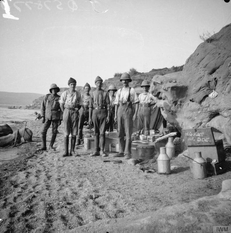 Cooks, batmen and signallers of the 162nd Brigade, Lala Baba, Suvla Bay, August 1915. © IWM (Q 57877)