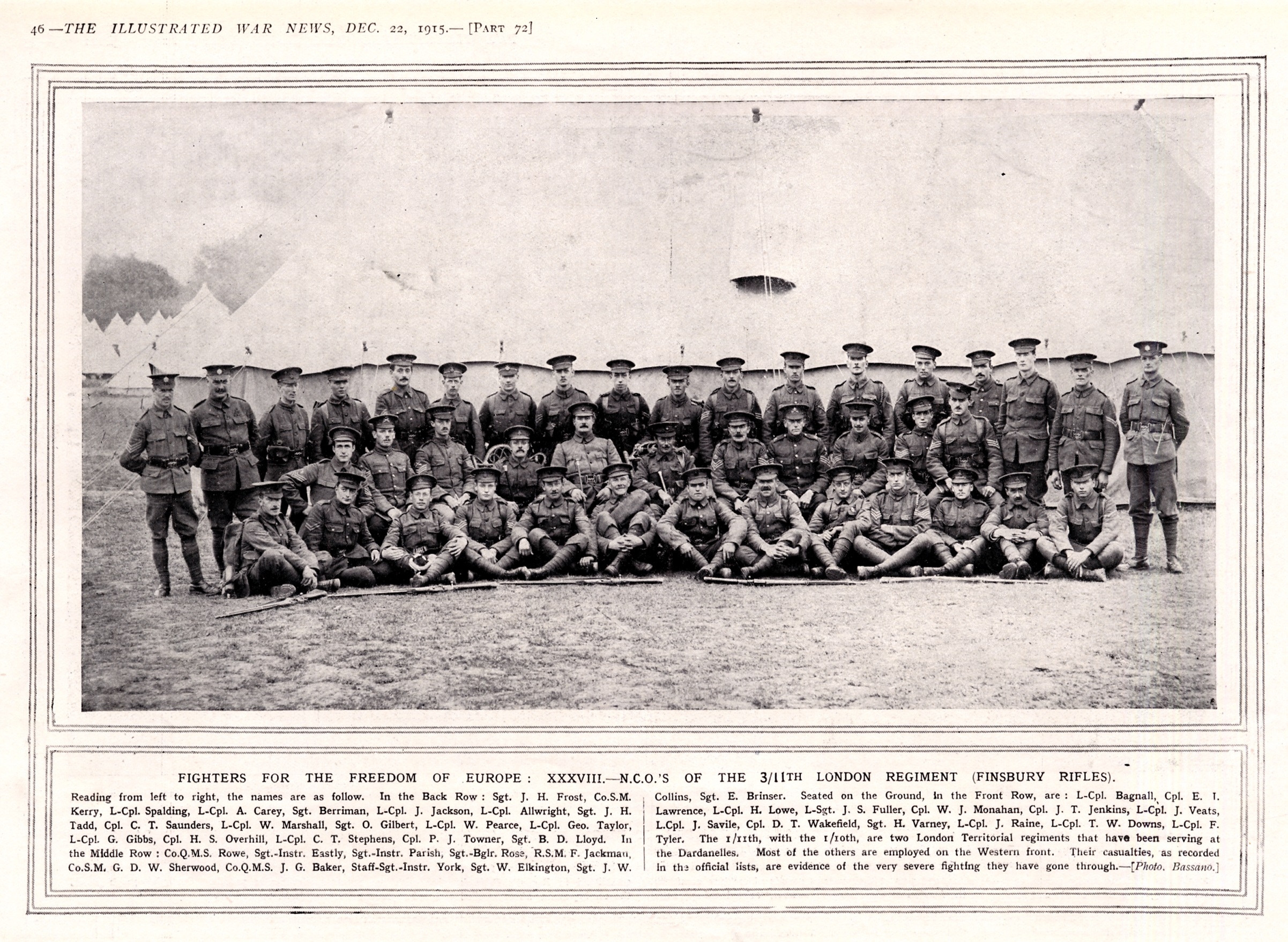 WW1 Finsbury Rifles NCOs (1915)