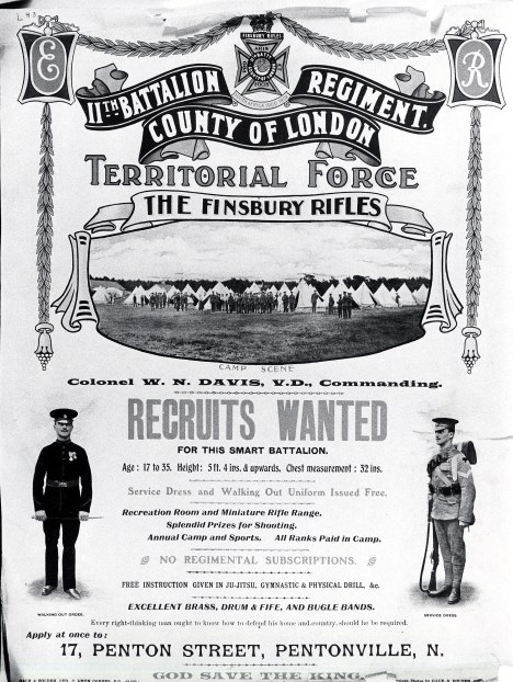 Finsbury Rifles Recruitment poster