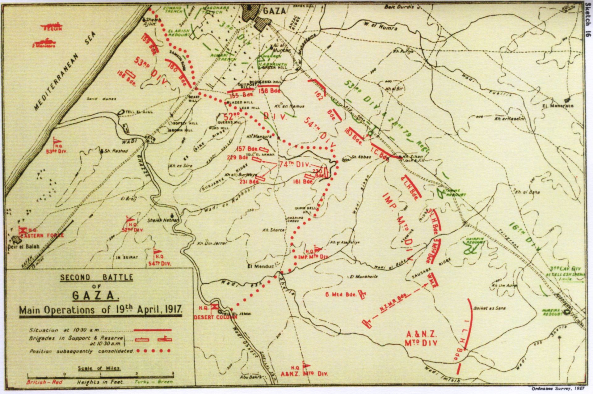 second battle of Gaza map 10.30am